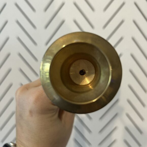 Vintage Set of 3 Brass Candlestick Holders Art Deco Revival Glam Home Decor MCM - Picture 7 of 10